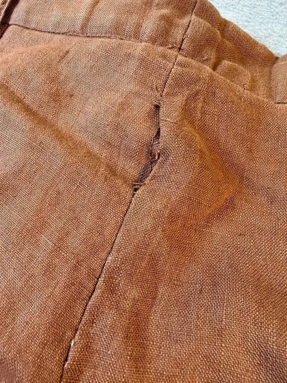 Syllables 100% Linen Brown Pleated Trousers Pants Size 34